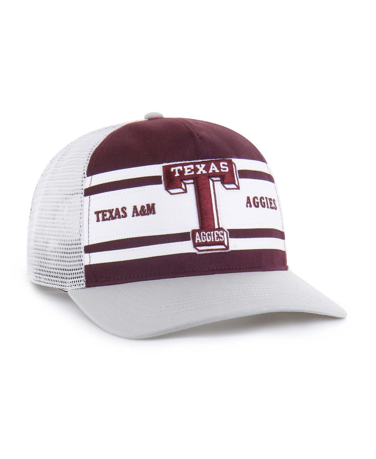 47 Brand Big Boys And Girls Maroon/gray Texas A&m Aggies Super Stripe Hitch Adjustable Trucker Hat In White
