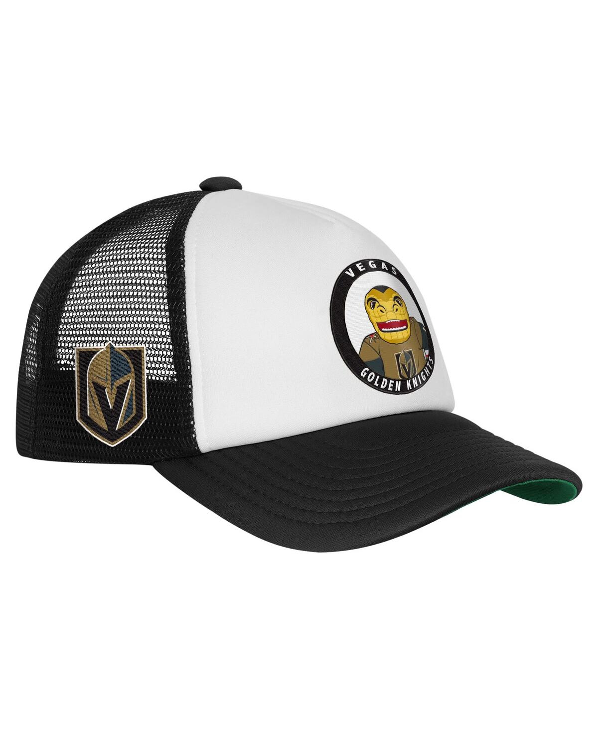 Mitchell & Ness Big Boys And Girls White Vegas Golden Knights Mascot Adjustable Trucker Hat In Brown