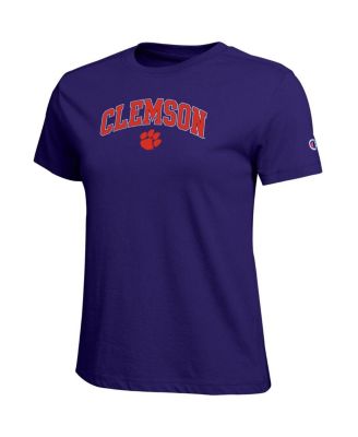 Women's Purple Clemson Tigers Arched Over Logo T-Shirt
