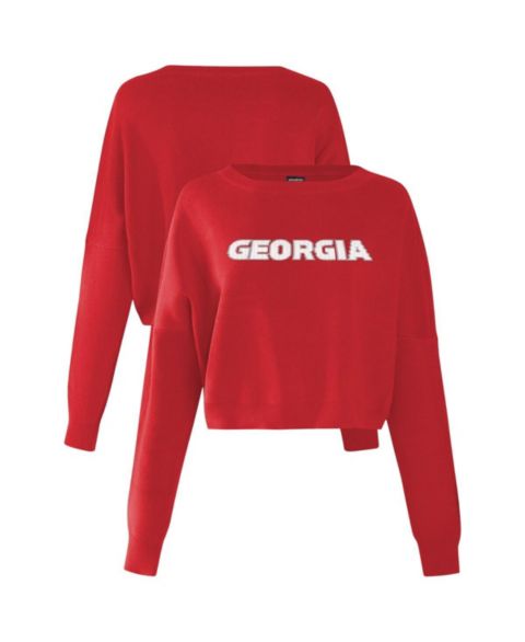 Женский свитер Hype And Vice Red Georgia Bulldogs Oversized Cropped Ivy Knit Pullover