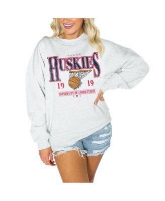 Gameday Couture - Women's Gray UConn Huskies Premium Fleece Drop Shoulder Pullover Sweatshirt