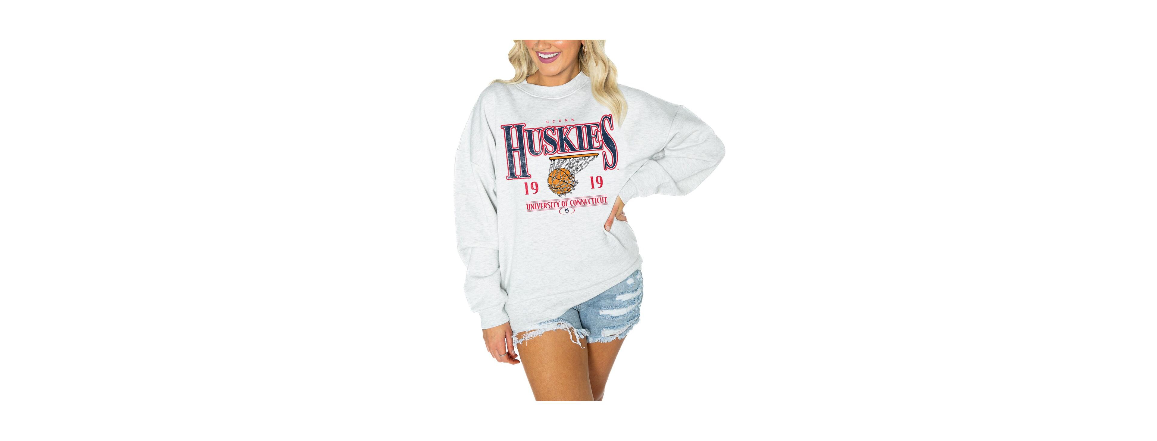 Gameday Couture Women's Gray UConn Huskies Premium Fleece Drop Shoulder Pullover Sweatshirt