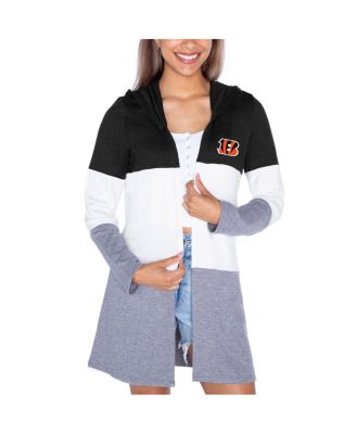 Gameday Couture - Women's Black Cincinnati Bengals Tri-Blend Color Block Lightweight Hoodie Cardigan