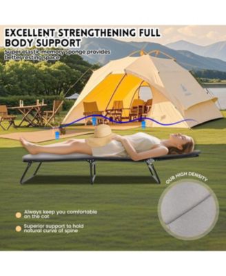 Folding Camping Cot - Adjustable Heavy Duty with Carry Bag