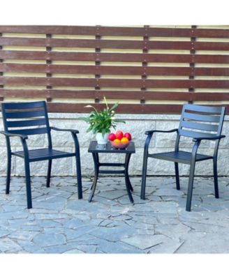 Iron Terrace Dining Chairs - Set of 2, Black Metal Outdoor Chairs