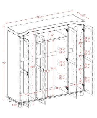 100% Solid Wood Kyle 4-Door Wardrobe with Raised Panel Doors