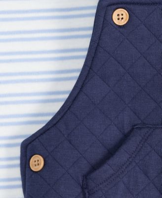 Baby Boys' Striped Bodysuit and Quilted Overall, 2-Piece Set, Macy’s Exclusive