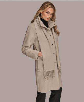 Women's Snap Button Scarf Coat