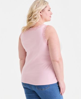 Plus Size Lace-Trimmed Tank Top