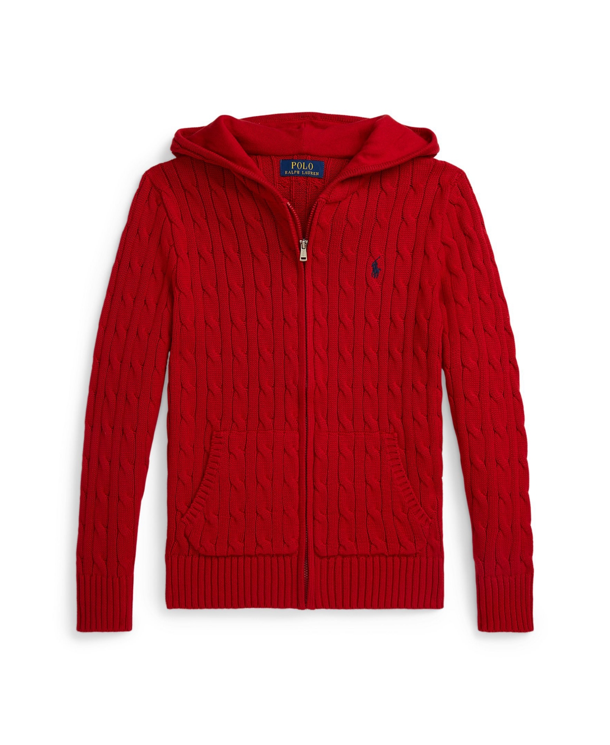Polo Ralph Lauren Big Boys Cable Cotton Hooded Full-Zip Sweater