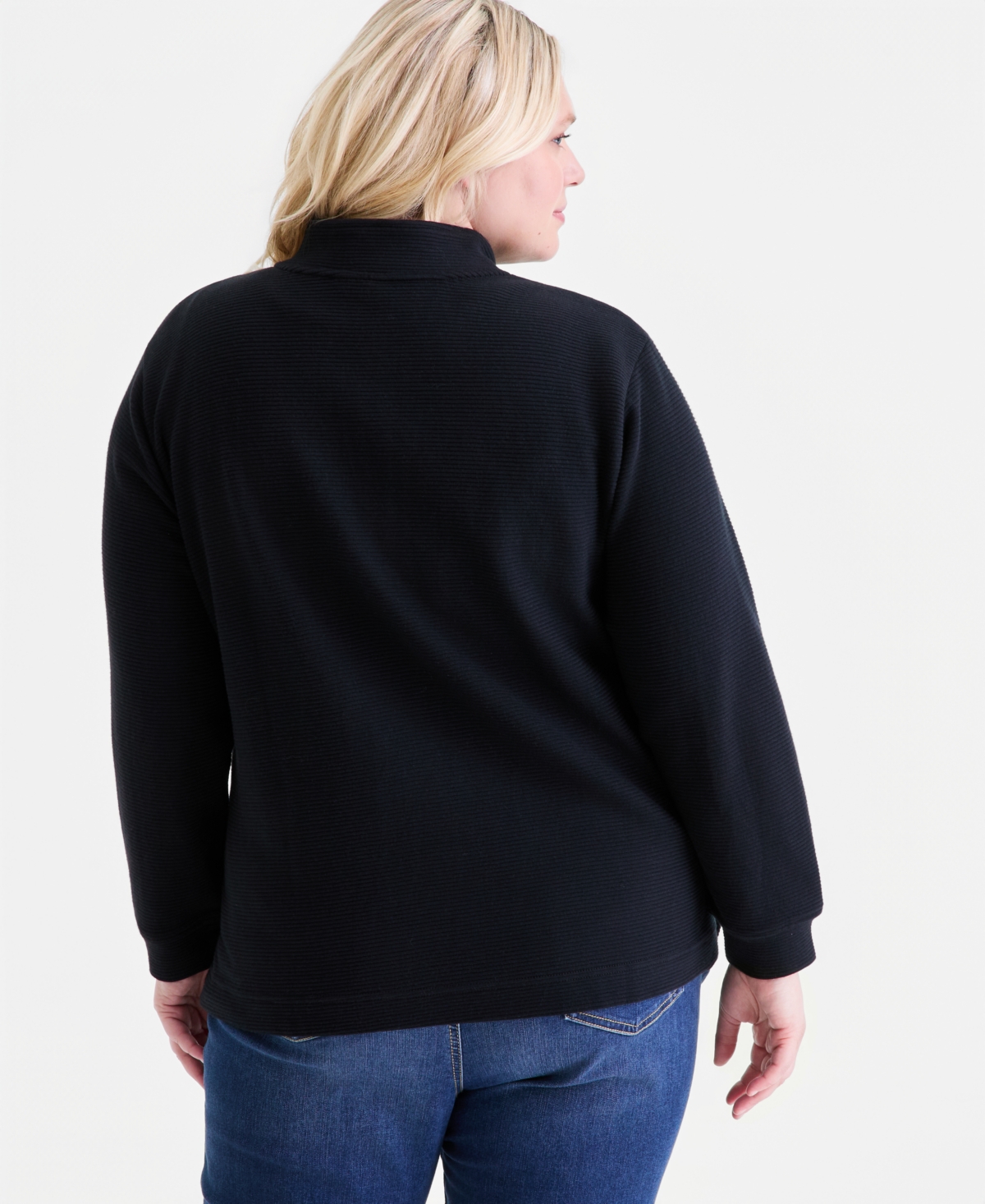 Style & Co Plus Corded Knit Mock Neck Sweatshirt, Macy's Exclusive