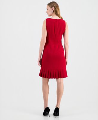 Women's Sleeveless Pleated-Hem Sheath Dress, Regular & Petite