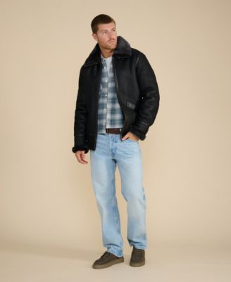 Men's Suede Shearling Jacket, Black