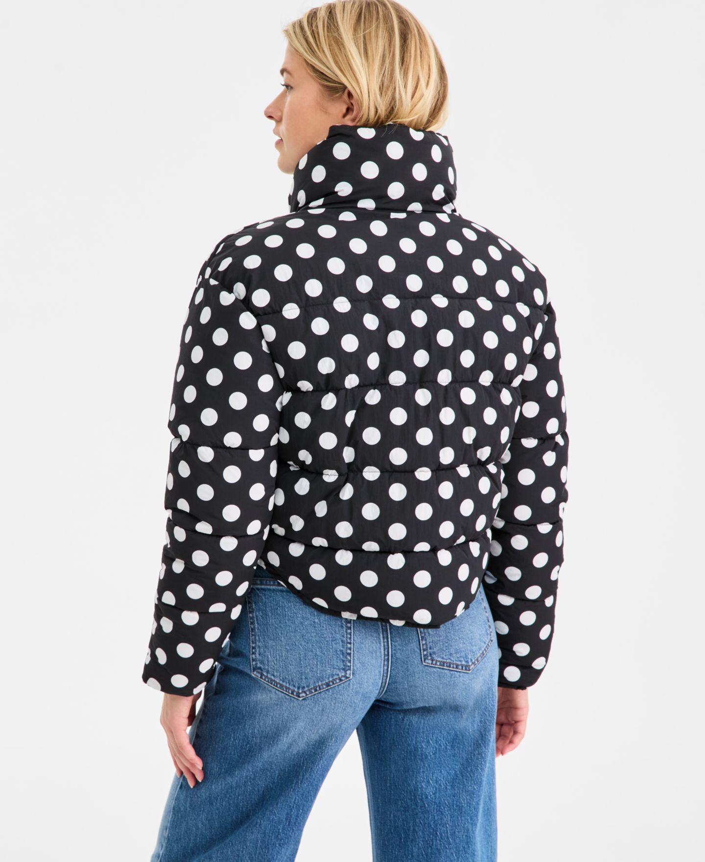 Женская куртка On 34th Cropped Dot Puffer, цвет: Чёрный комбинированный — фото 3