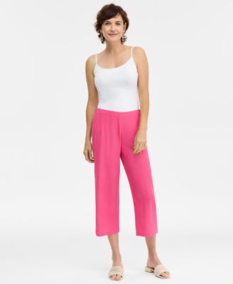JM Collection - Women's Textured Knit Cropped Pants