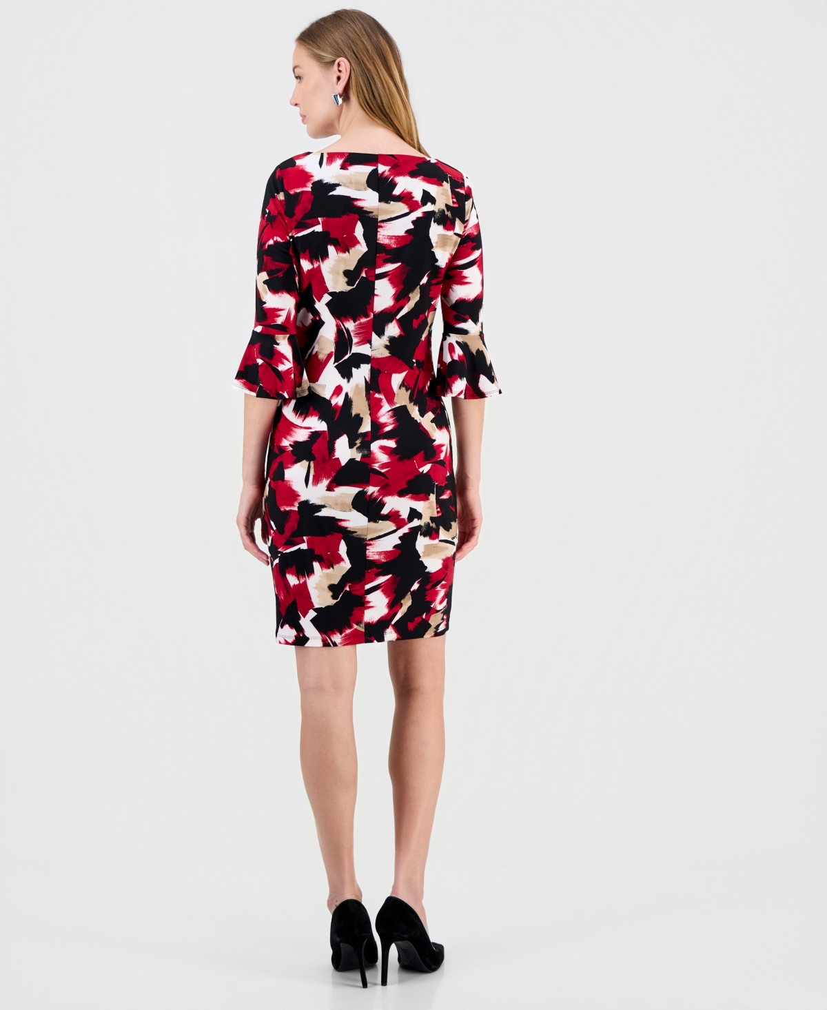 Kasper Women's Printed Bell-Sleeve Sheath Dress