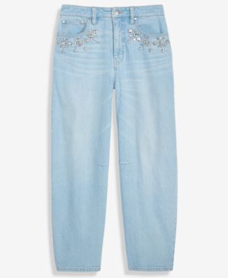 Women's High-Rise Embellished Barrel-Leg Jeans, Macy's Exclusive