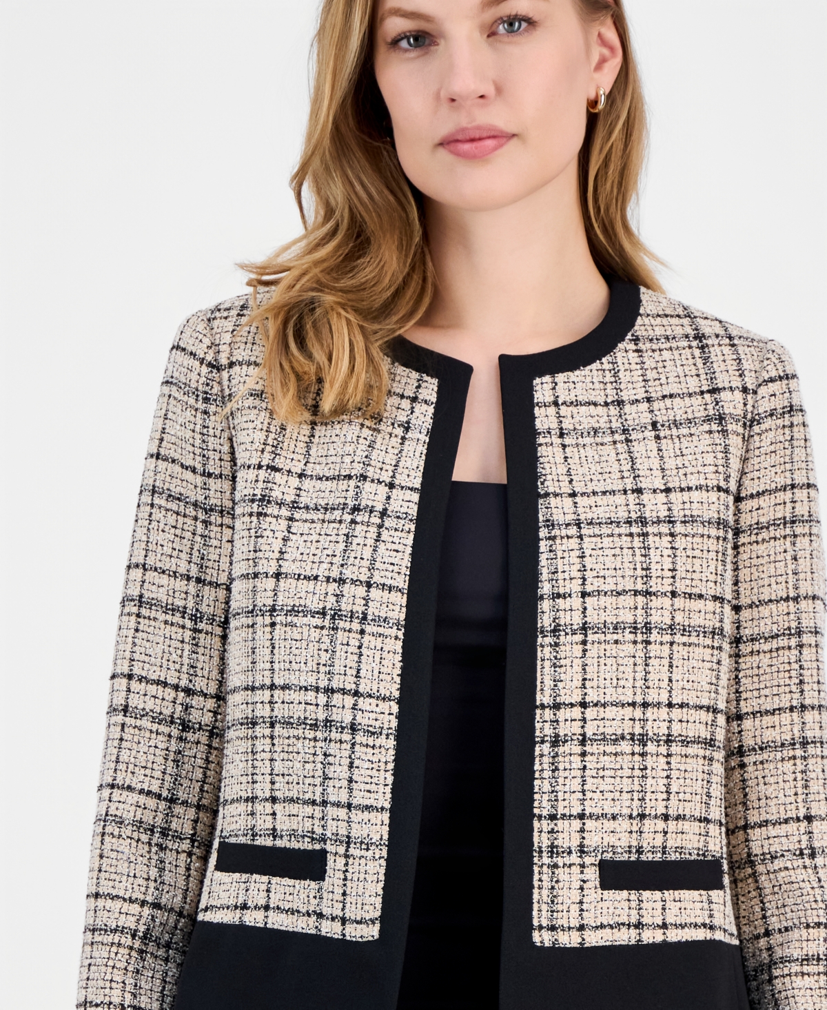 Kasper Women's Tipped Boucle Cardigan Jacket