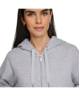 Women's Fleece Crop Zip-Front Long-Sleeve Hoodie