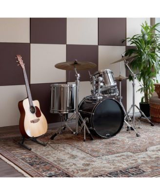 10 Pcs Folding Guitar Stand Floor A-Frame w/ Foam Arms Instrument Display Universal for Acoustic Electric Bass