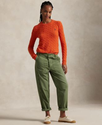 Women's Cable Wool-Cashmere Crew Neck Sweater