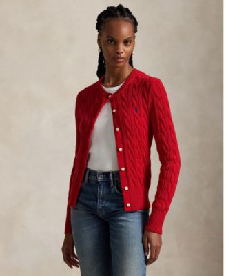 Polo Ralph Lauren - Women's Cable-Knit Cotton Crewneck Cardigan