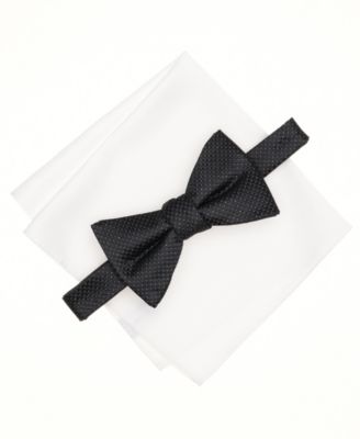 Men's Mini-Pattern Bow Tie & Solid Pocket Square Set