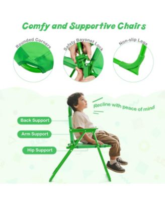 Kids Picnic Table & Chair Set with 2 Folding Chairs & Height Adjustable Umbrella