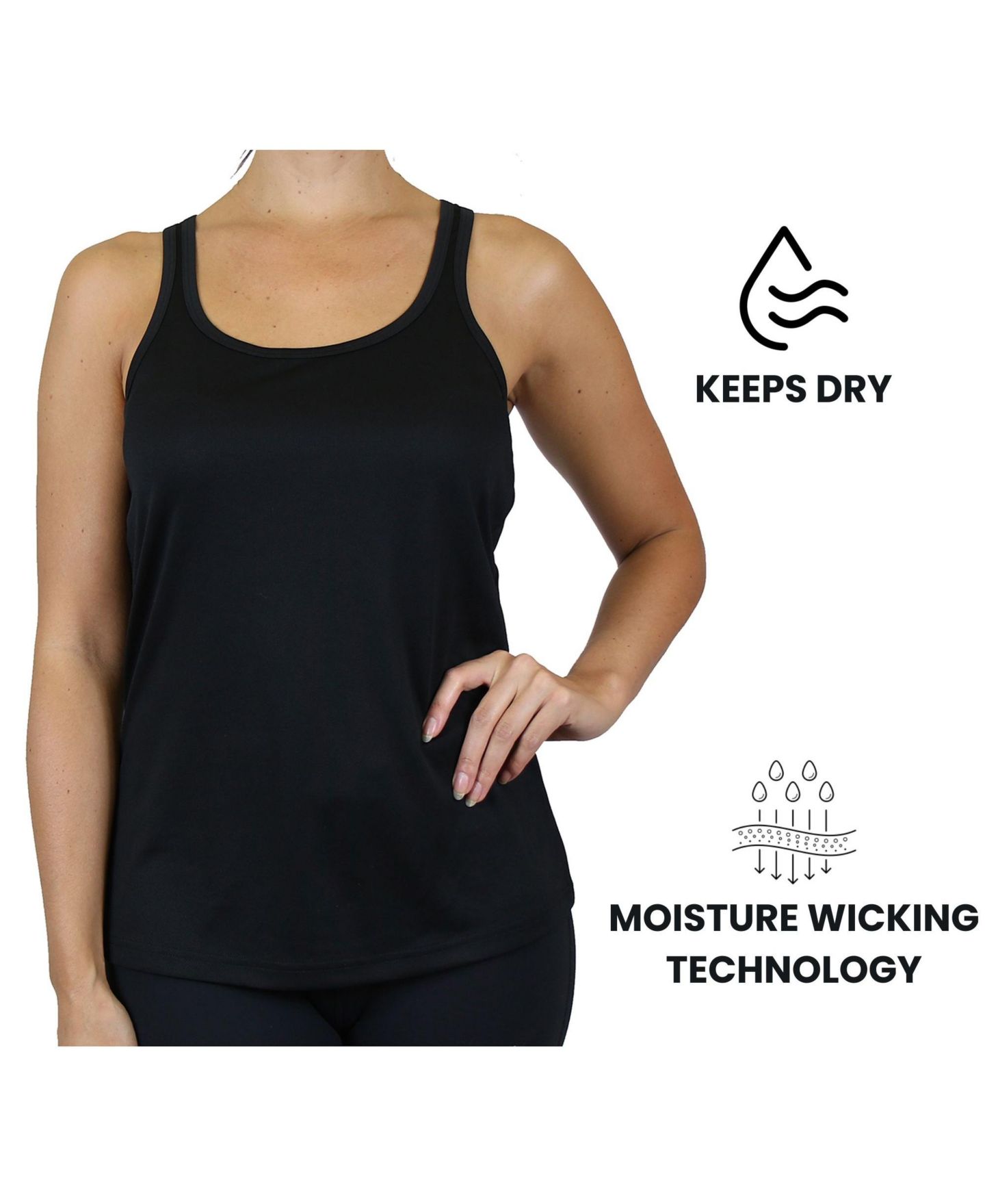 Женские топы Galaxy By Harvic Moisture Wicking Racerback Tanks-3 Pack, цвет: Чёрный тёмно-синий угольный — фото 3