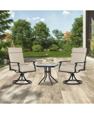 Outdoor High-Back Dining Chair Cushion Set with Ties and Zipper, Set of 2, 37"x20"x2.8".