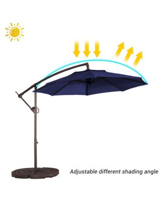 10ft Patio Umbrella, Outdoor Offset Cantilever Umbrella, Infinite Tilt, Crank and Cross Base, Navy