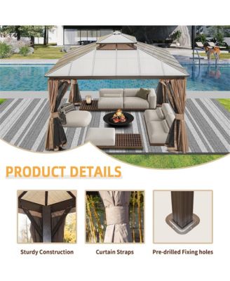 11.9-ft x 11.9-ft Hardtop Gazebo Brown with Hardtop Roof