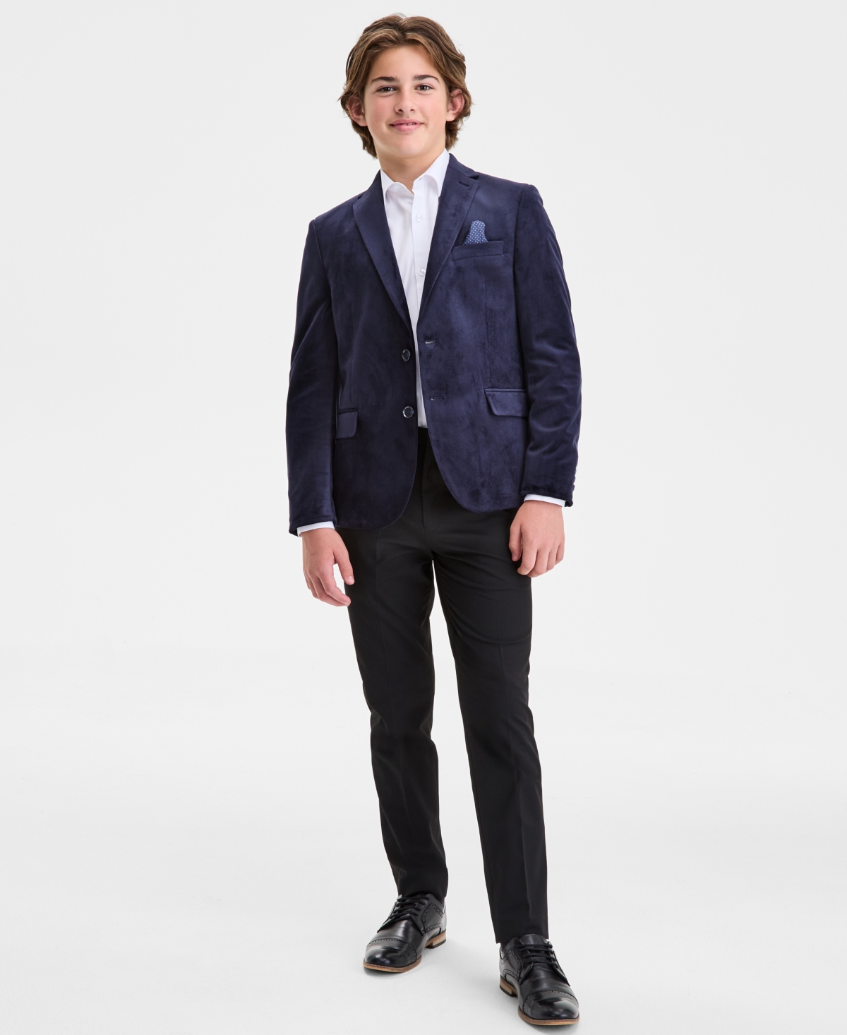 B By Brooks Brothers Boys 8-20 Navy Velvet Classic Sport Coat In Blue