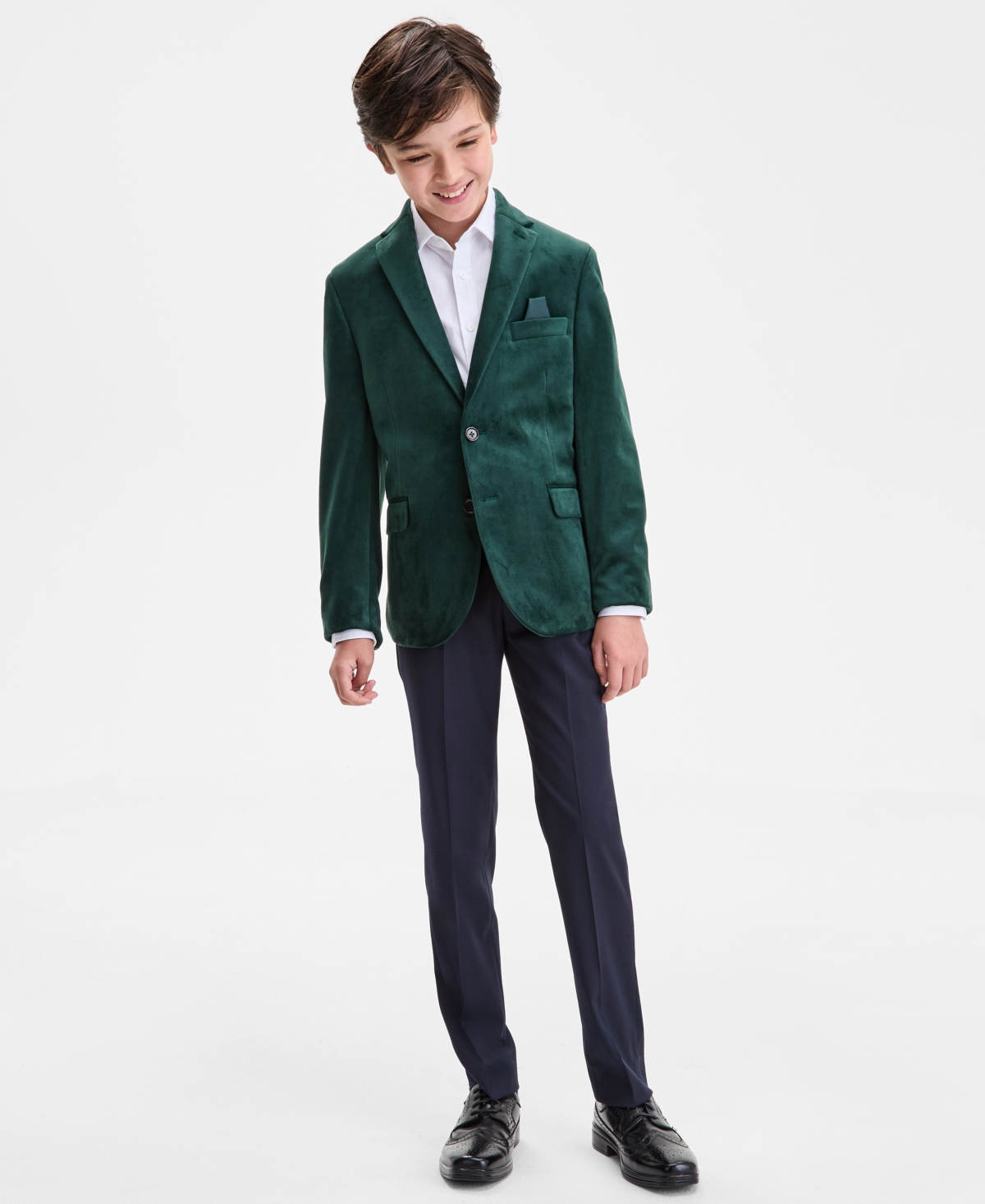 B By Brooks Brothers Boys 8-20 Green Velvet Knit Classic Sport Coat In Green