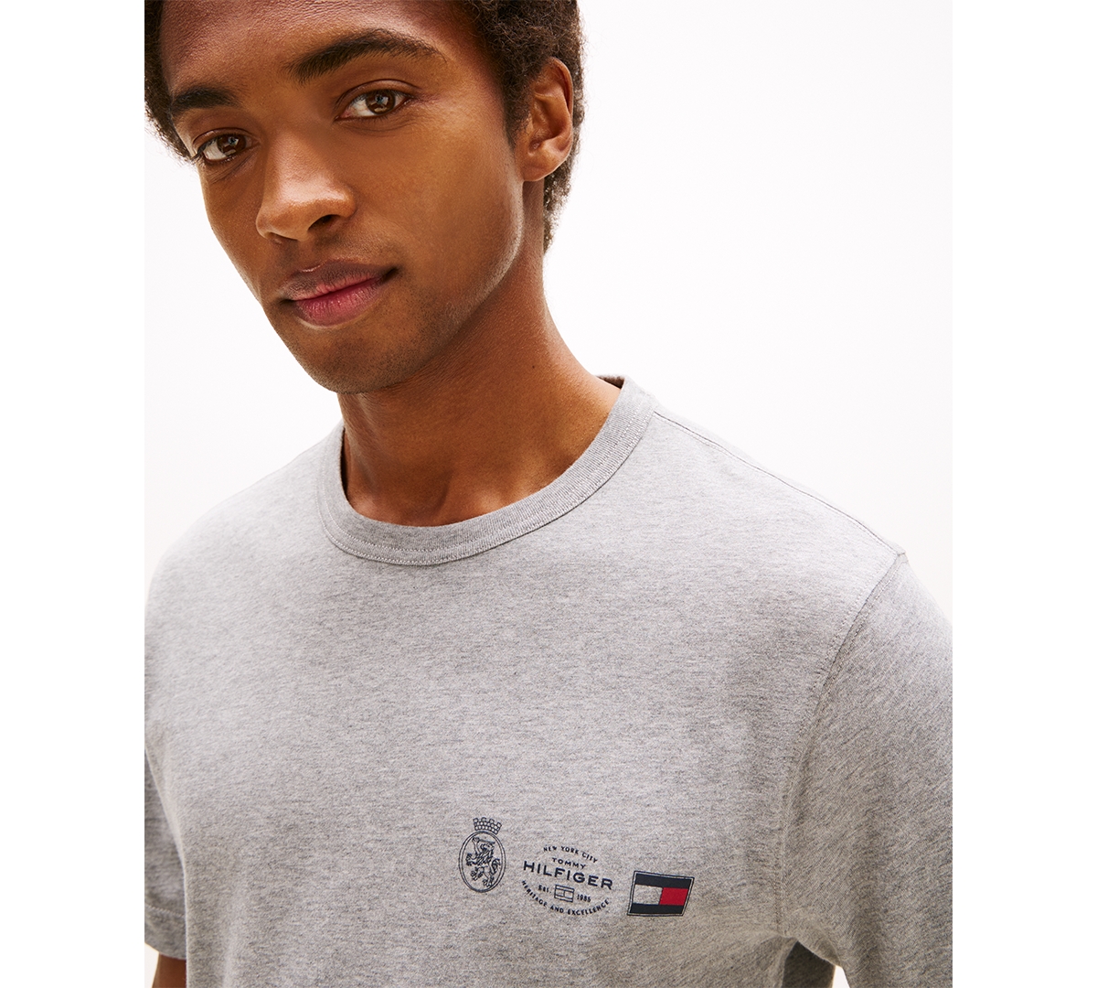 Tommy Hilfiger Men's Small Crest Outline T-shirt In Gray