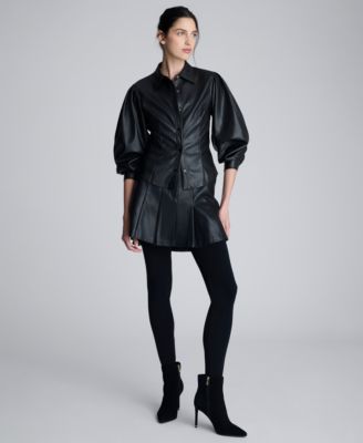 Women’s Faux Leather Pleated Mini Skirt