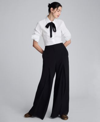 Women's Poplin Fitted Button-Down Shirt with Tie