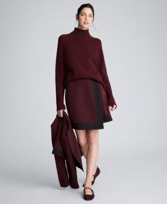 Women's Lace Trim Asymmetric Wrap Skirt