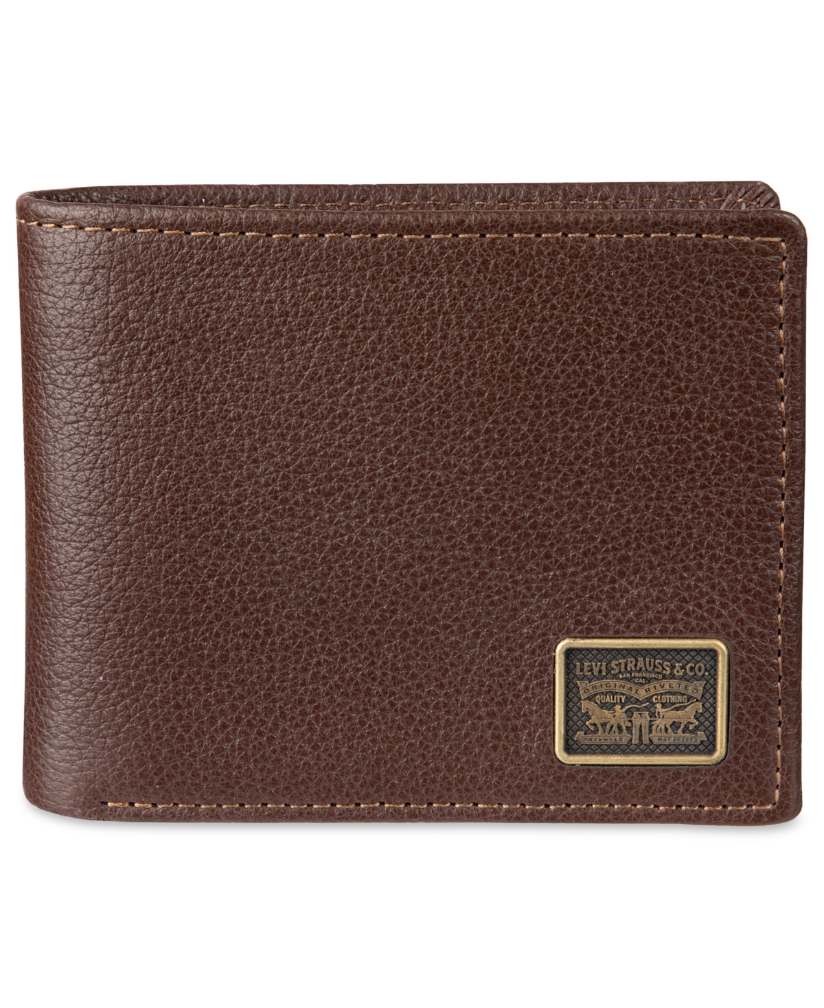 Levi's Men's Bill Divider And Ornament Passcase Wallet In Black