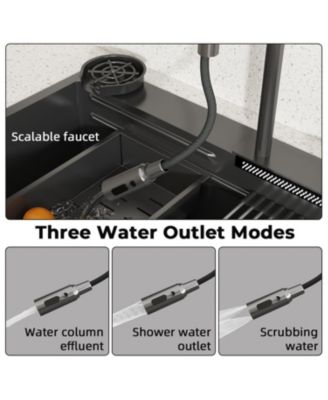 33.2-Inch Drop-in Single Bowl 304 Stainless Steel Kitchen Sink Set