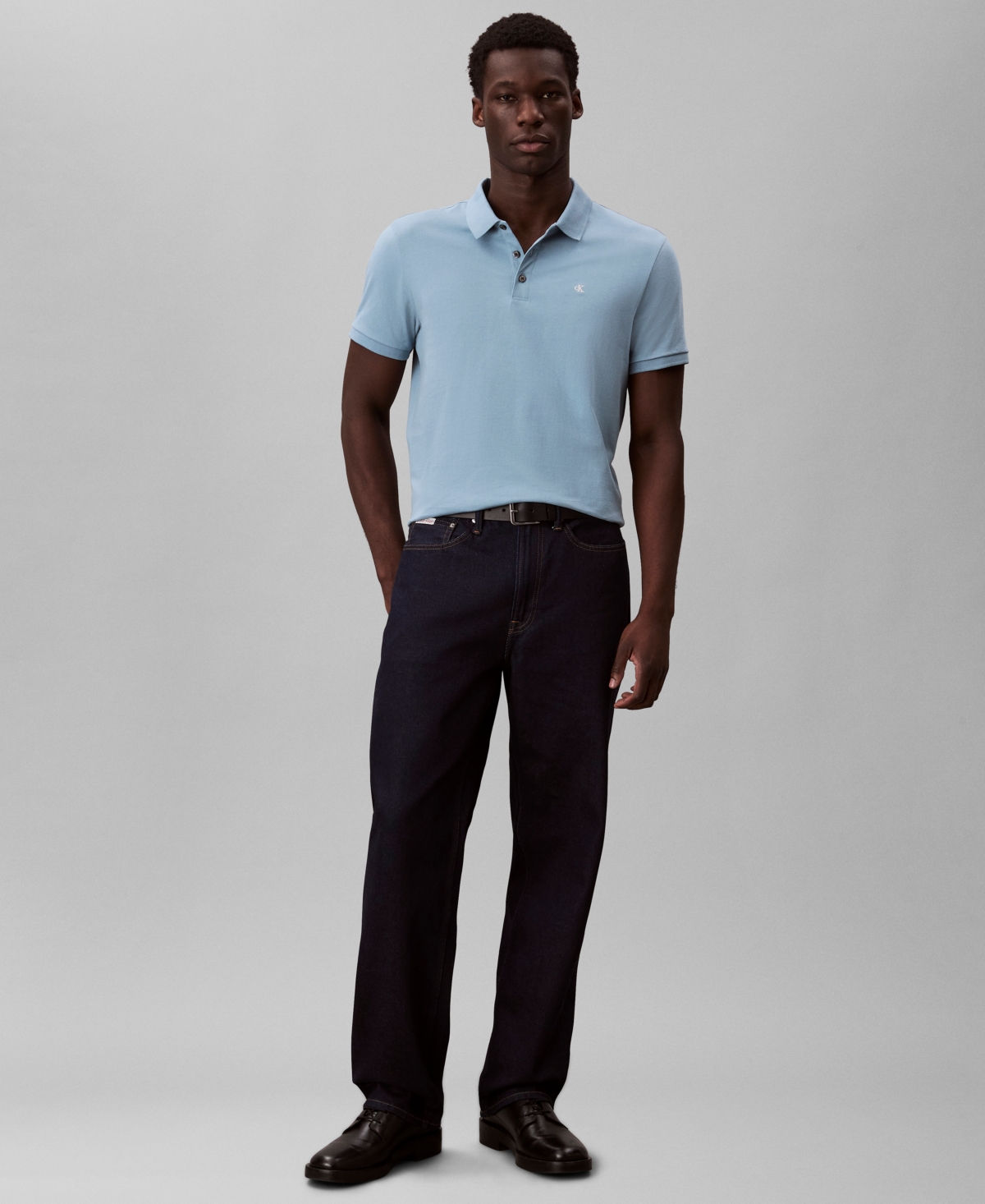 Calvin Klein Men's Short Sleeve Solid Polo Shirt In Blue