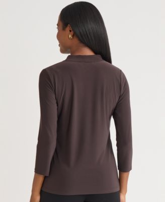 Women's Tie-Neck 3/4-Sleeve Top, Regular & Petite