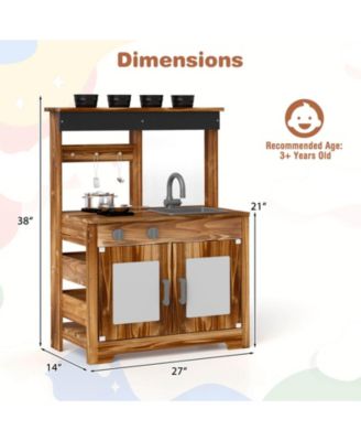 Kids Mud Kitchen Set with Removable Sink Faucet Dual Stoves 4 Planting Pots