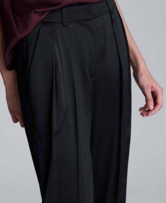 Women's Double Pleat Satin Wide Leg Pants