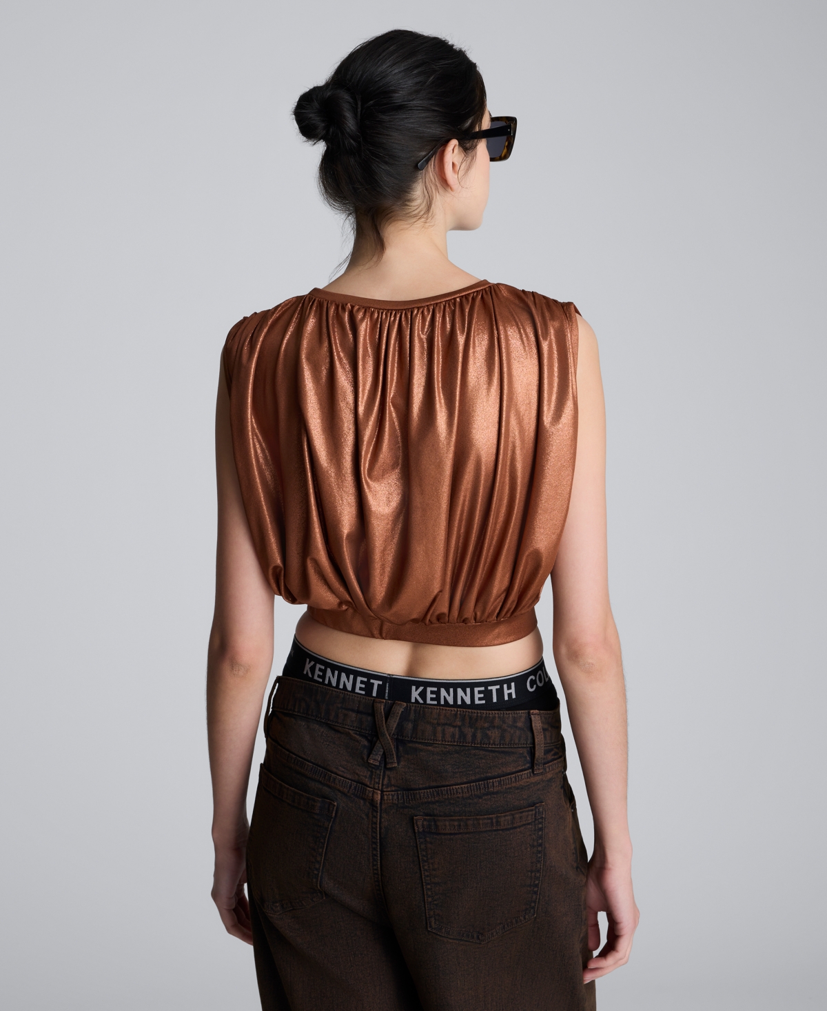 Kenneth Cole Women's Ruched Crop Tank Top