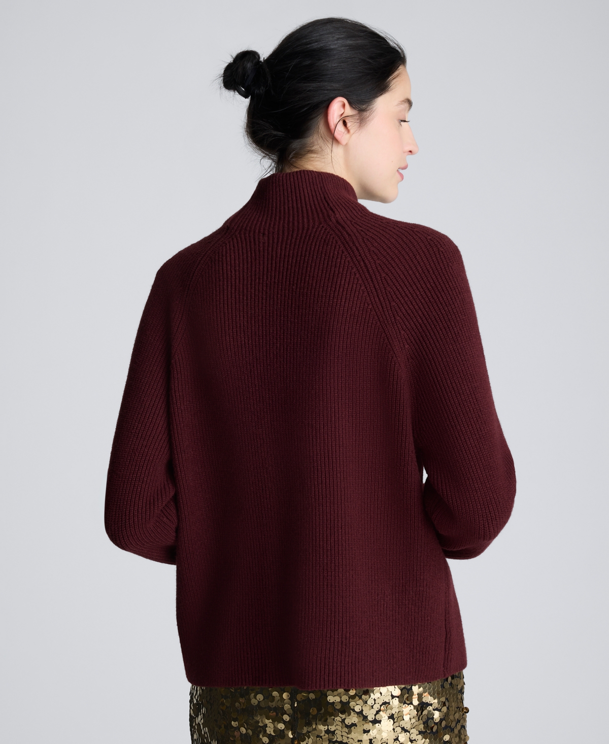 Kenneth Cole Mockneck Raglan Sleeve Sweater In Burgundy