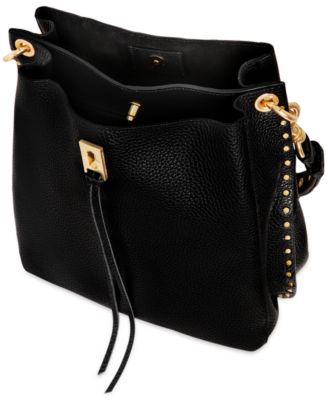 Darren Small Leather Studded Turnlock Shoulder Bag