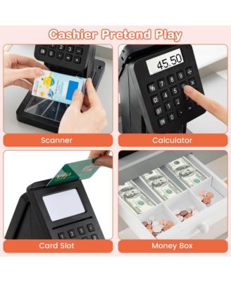 Kids Grocery Store with Shopping Cart Cash Register Scanner Blackboards Toddlers