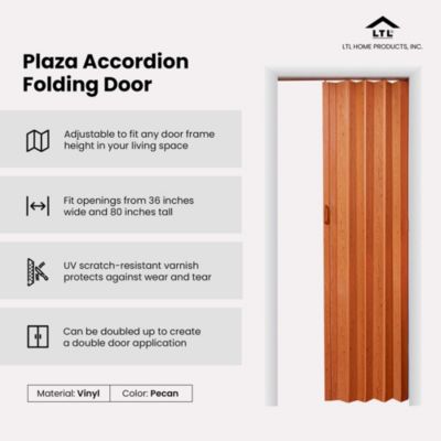 Plaza Pecan Vinyl Accordion Door with Hardware