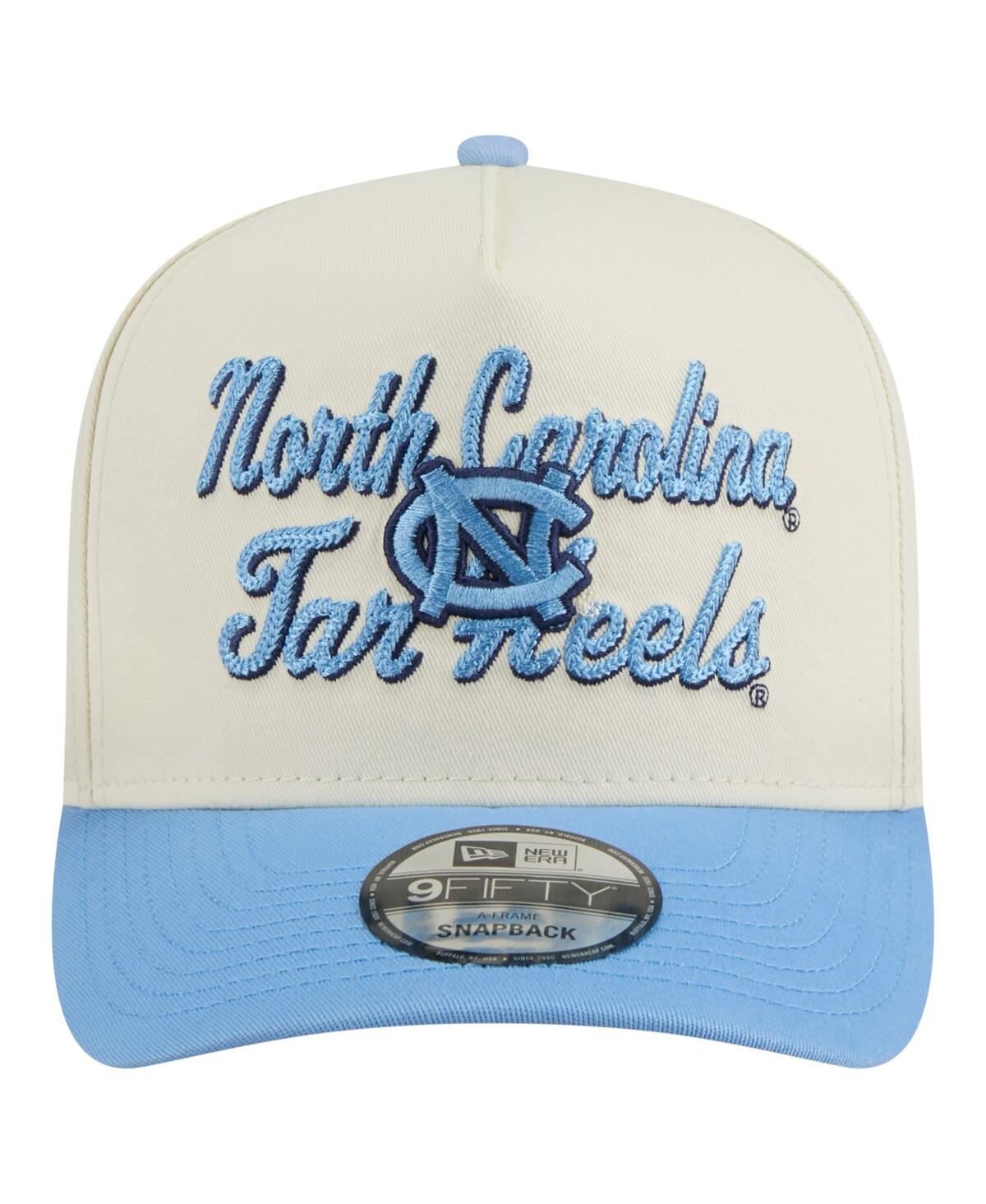 New Era Men's Cream/carolina Blue North Carolina Tar Heels Vintage Chainstitch 9fifty A-frame Snapback Hat In Blue